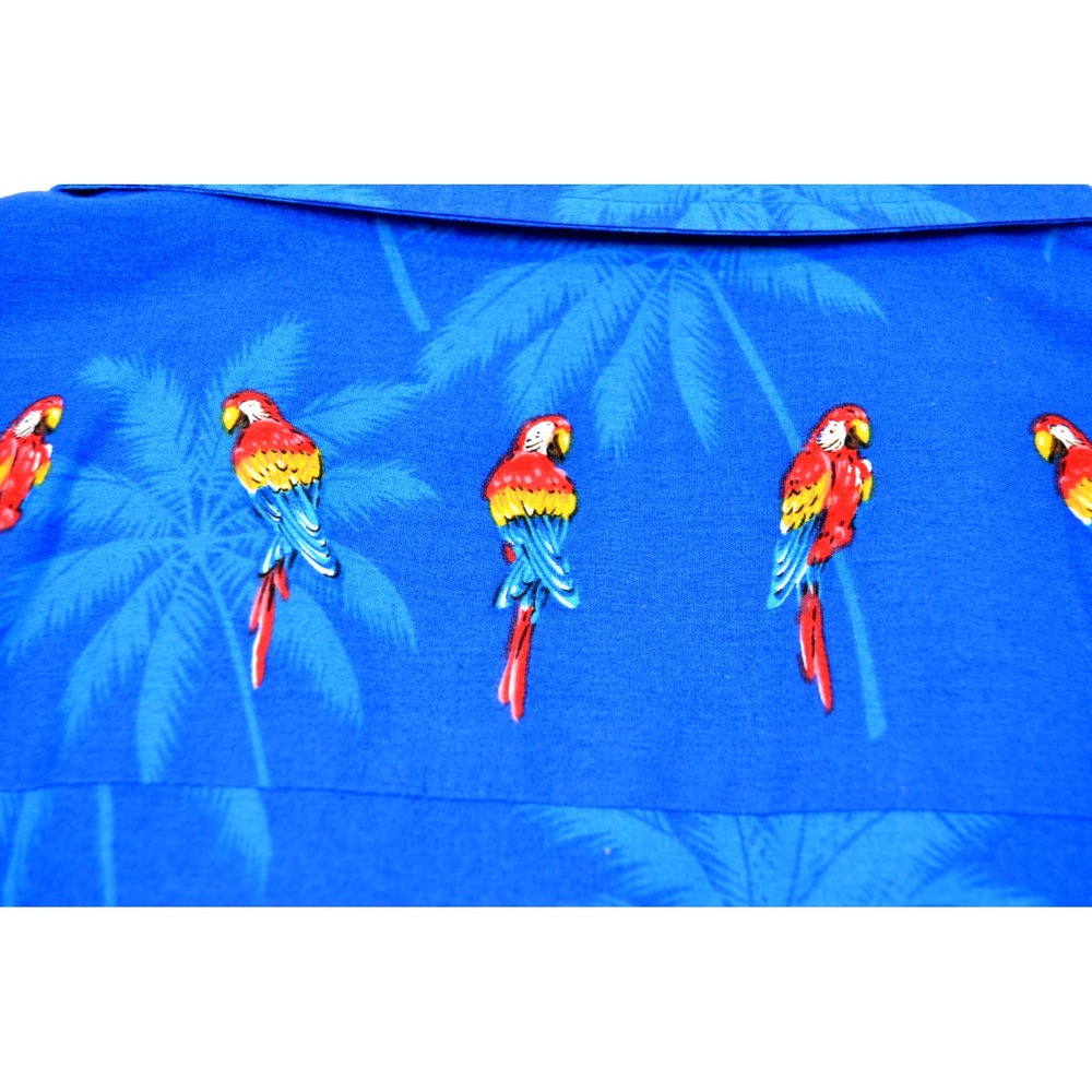 Vintage‎ Pacific Legend Hawaiian Shirt Blue Parrot Print XL EUC - Picture 15 of 16